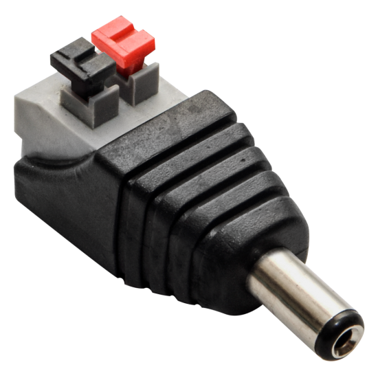 Захранващ конектор с клипси за камери за видеонаблюдение (12v, 2,1/5,5mm мъжки).