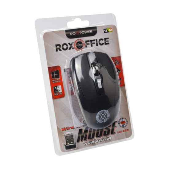 Комплект безжична компютърна мишка и клавиатура RoxOffice - Blackie X Комплект безжична компютърна мишка и клавиатура RoxOffice - Blackie X