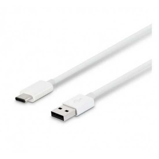 Кабел USB Type A - USB Type C 1м, 2A, силиконов, Бял