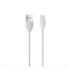 Кабел USB Type A - Lightning 1m, 2A, силикон, Бял
